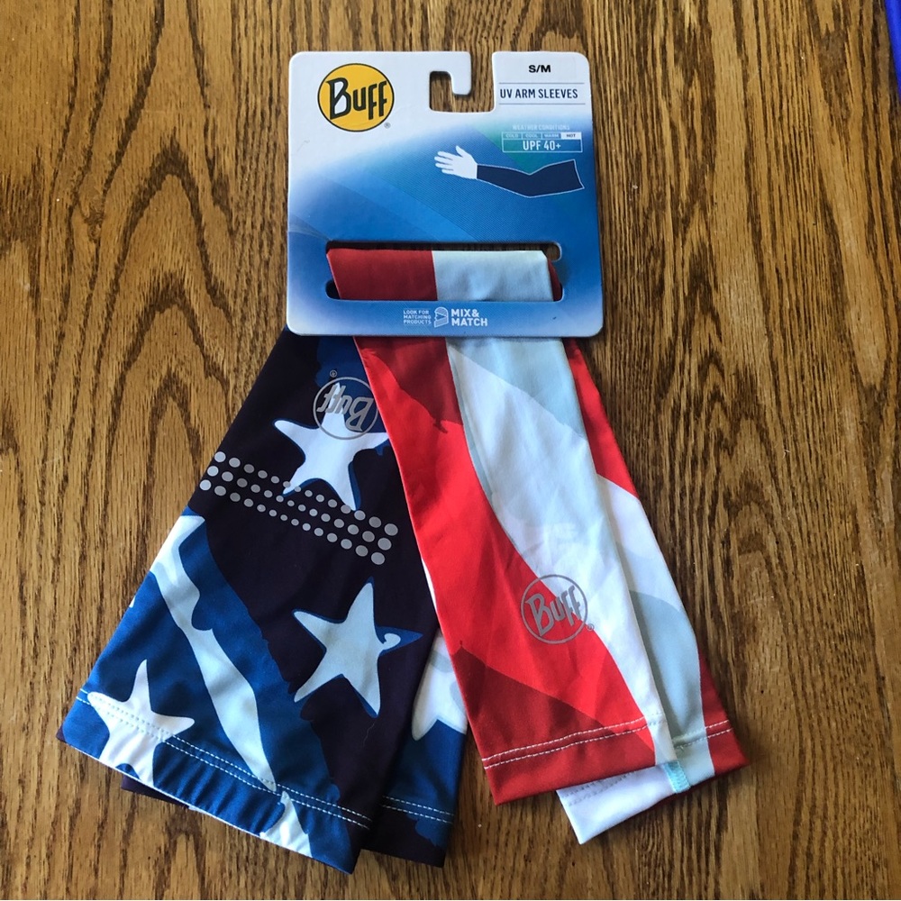 BUFF USA Red, White, and Blue Arm Sleeves Size S/M
